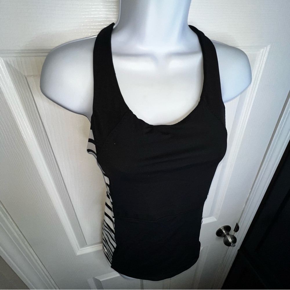 Athleta Women’s Small Stripe Ace Racer Tank Top Black White S Style 627030 Yoga - Picture 2 of 16